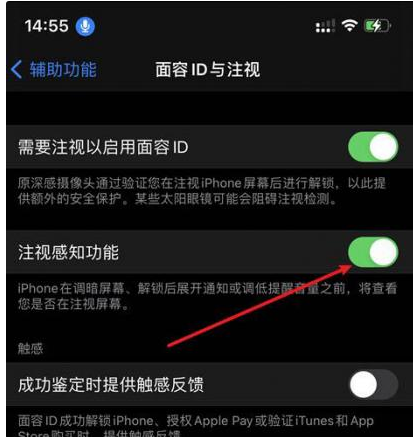 新罗苹果14维修网点分享iPhone14注视感知功能有什么用 